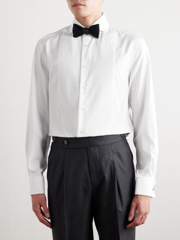 Double-Cuff Bib-Front Cotton-Poplin Shirt - FR