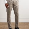 Straight-Leg Pleated Satin-Trimmed Cotton-Velvet Tuxedo Trousers - FR Straight-Leg Pleated Satin-Trimmed Cotton-Velvet Tuxedo Trousers - FR