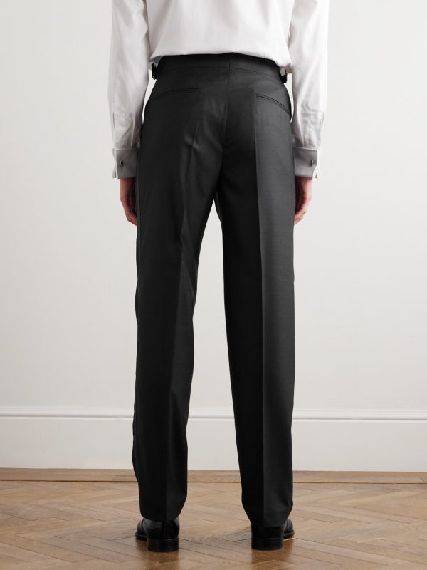 Pleated Virgin Wool and Silk-Blend Suit Trousers - BK Pleated Virgin Wool and Silk-Blend Suit Trousers - BK