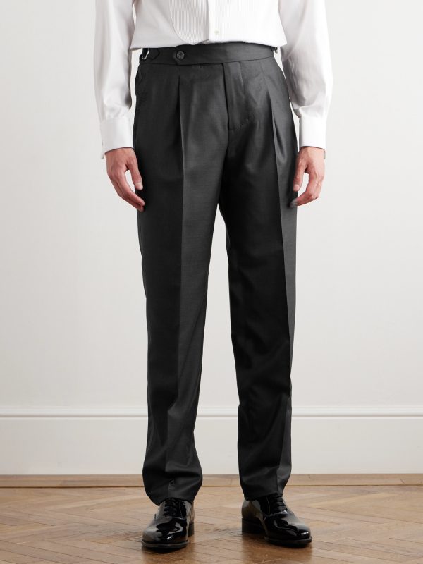 Pleated Virgin Wool and Silk-Blend Suit Trousers - FR Pleated Virgin Wool and Silk-Blend Suit Trousers - FR