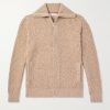 Ribbed Wool and Cashmere-Blend Zip-Up Cardigan