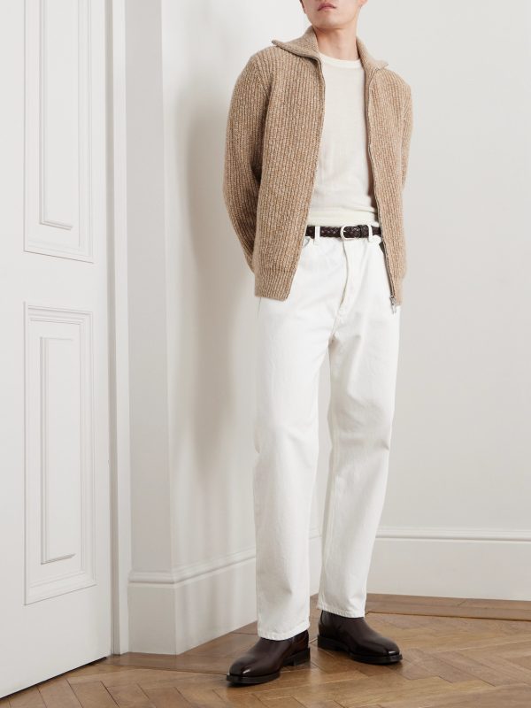 Ribbed Wool and Cashmere-Blend Zip-Up Cardigan - OU