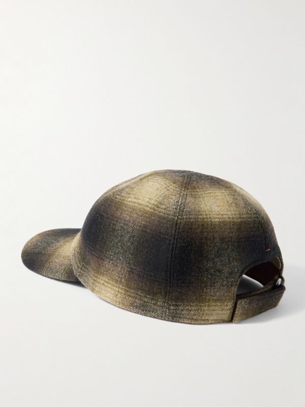 Logo-Embroidered Checked Wool and Cashmere-Blend Flannel Baseball Cap - BK Logo-Embroidered Checked Wool and Cashmere-Blend Flannel Baseball Cap - BK