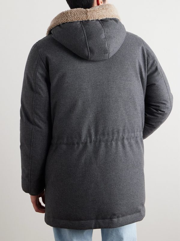 Wool-Blend Padded Down Hooded Parka - BK