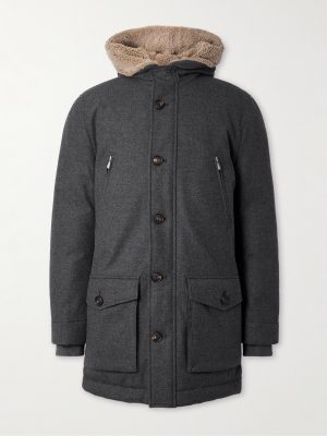 Wool-Blend Padded Down Hooded Parka