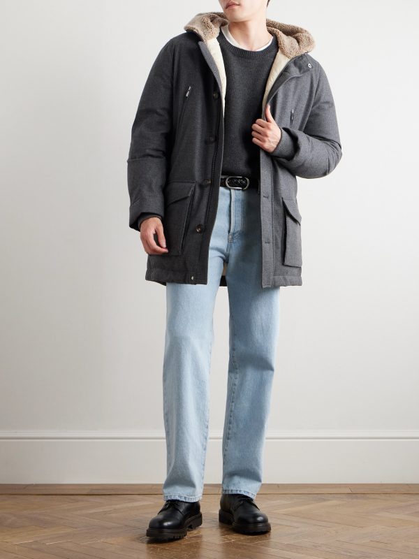 Wool-Blend Padded Down Hooded Parka - OU