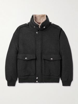 Shearling-Trimmed Cashmere Bomber Jacket Shearling-Trimmed Cashmere Bomber Jacket