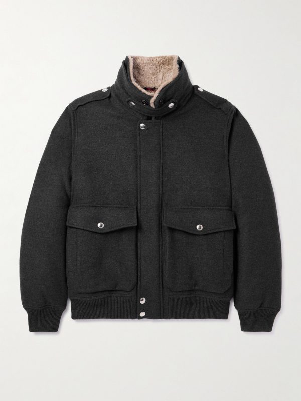Shearling-Trimmed Cashmere Bomber Jacket Shearling-Trimmed Cashmere Bomber Jacket