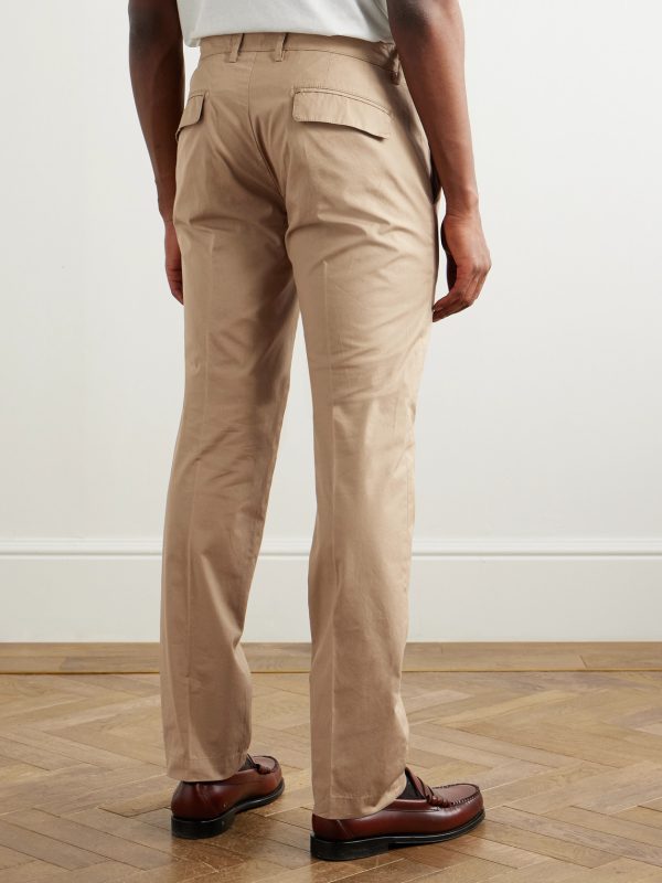 Slim-Fit Straight-Leg Pleated Cotton Trousers - BK Slim-Fit Straight-Leg Pleated Cotton Trousers - BK