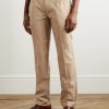Slim-Fit Straight-Leg Pleated Cotton Trousers - FR Slim-Fit Straight-Leg Pleated Cotton Trousers - FR