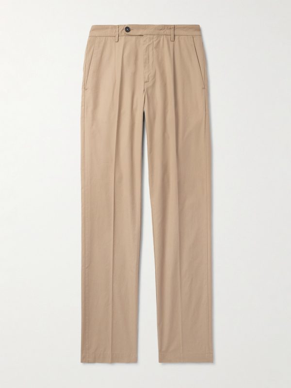 Slim-Fit Straight-Leg Pleated Cotton Trousers Slim-Fit Straight-Leg Pleated Cotton Trousers
