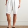 Cliff Straight-Leg Pleated Linen Bermuda Shorts - FR Cliff Straight-Leg Pleated Linen Bermuda Shorts - FR