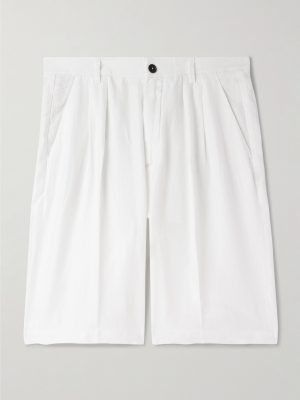 Cliff Straight-Leg Pleated Linen Bermuda Shorts
