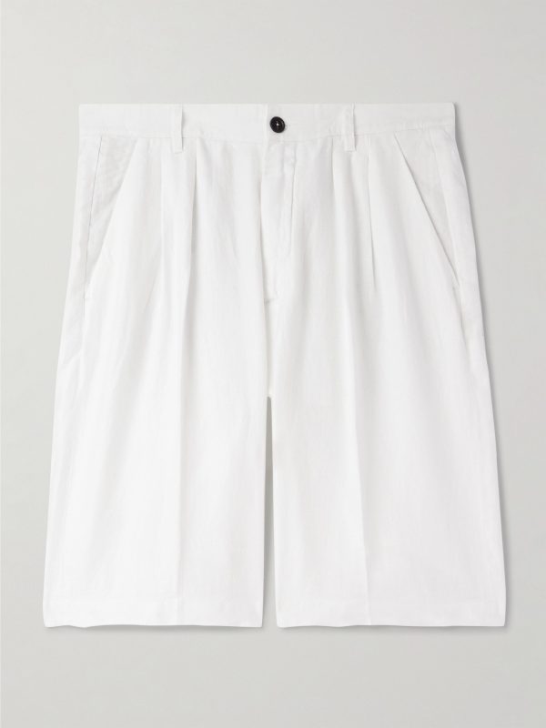 Cliff Straight-Leg Pleated Linen Bermuda Shorts Cliff Straight-Leg Pleated Linen Bermuda Shorts