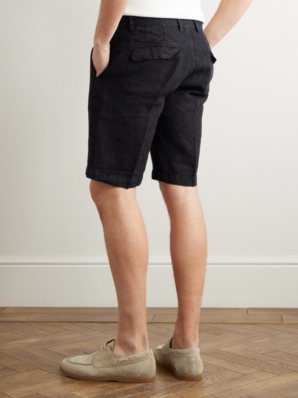 Alaccia Straight-Leg Pleated Linen Shorts - BK Alaccia Straight-Leg Pleated Linen Shorts - BK
