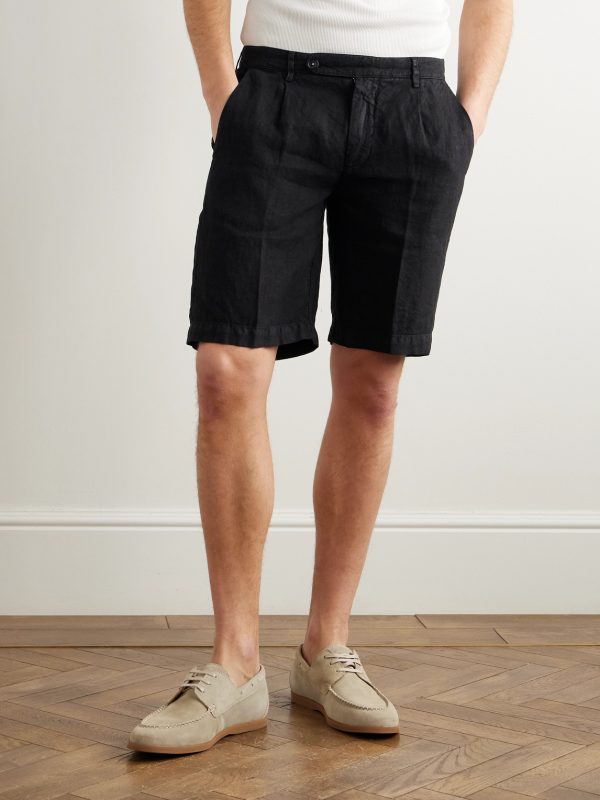 Alaccia Straight-Leg Pleated Linen Shorts - FR Alaccia Straight-Leg Pleated Linen Shorts - FR