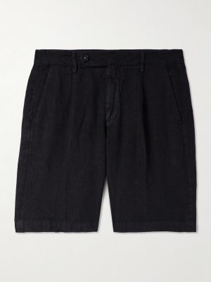 Alaccia Straight-Leg Pleated Linen Shorts