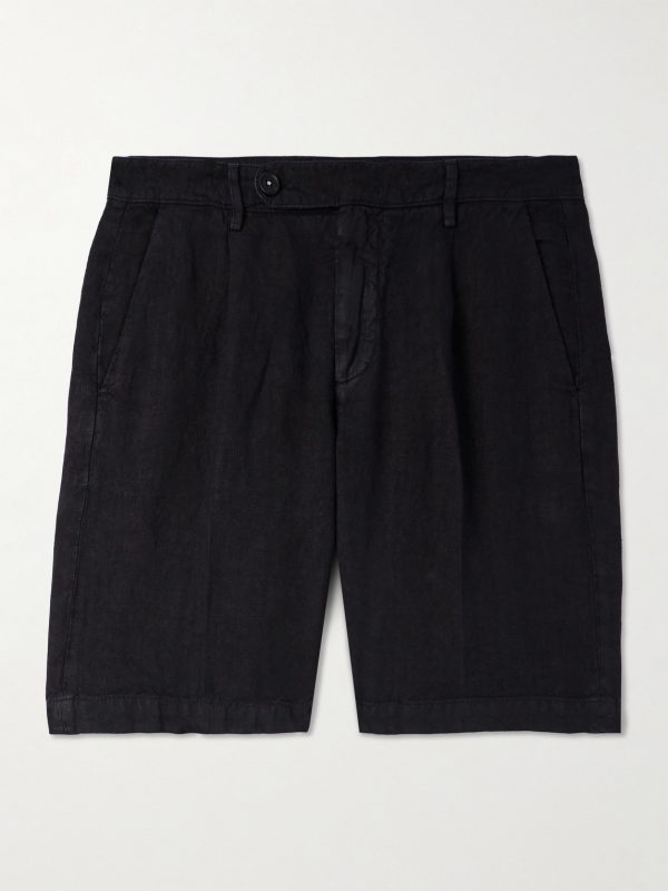 Alaccia Straight-Leg Pleated Linen Shorts Alaccia Straight-Leg Pleated Linen Shorts