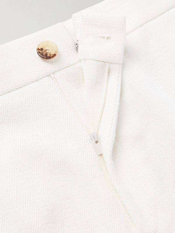 Straight-Leg Herringbone Cotton and Linen-Blend Bermuda Shorts - E1