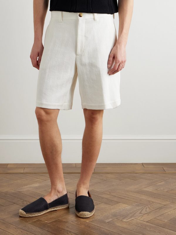 Straight-Leg Herringbone Cotton and Linen-Blend Bermuda Shorts - FR
