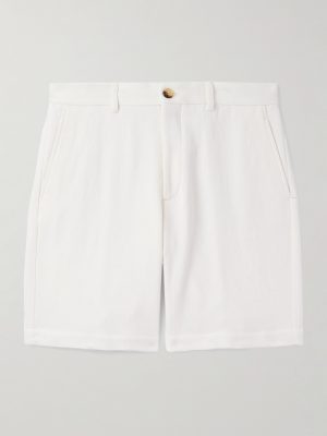 Straight-Leg Herringbone Cotton and Linen-Blend Bermuda Shorts
