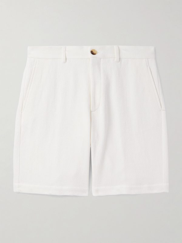Straight-Leg Herringbone Cotton and Linen-Blend Bermuda Shorts