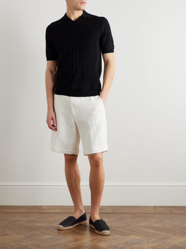 Straight-Leg Herringbone Cotton and Linen-Blend Bermuda Shorts - OU