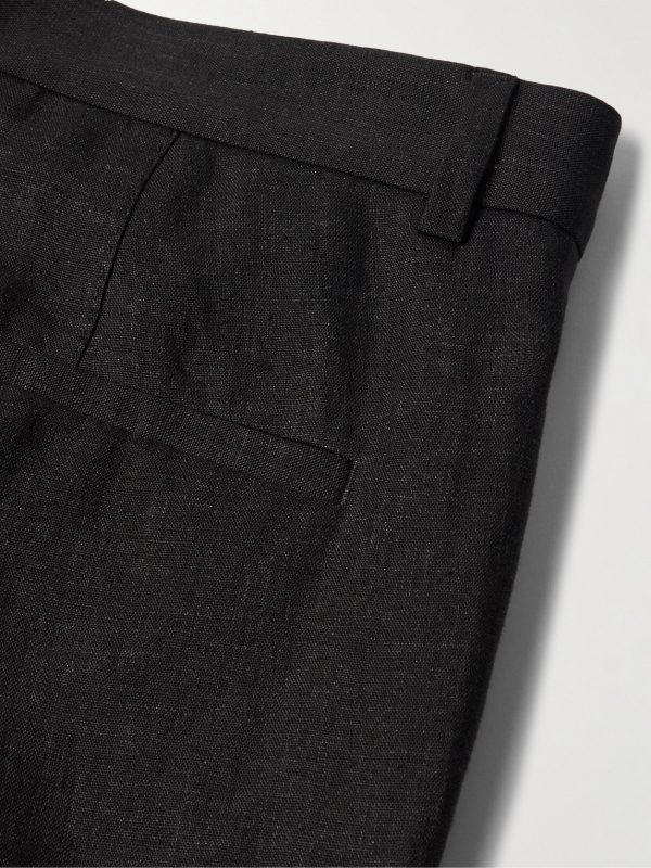Slim-Fit Pleated Linen Suit Trousers - CU Slim-Fit Pleated Linen Suit Trousers - CU