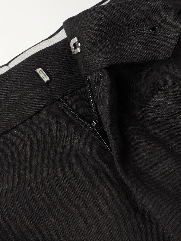 Slim-Fit Pleated Linen Suit Trousers - E1 Slim-Fit Pleated Linen Suit Trousers - E1