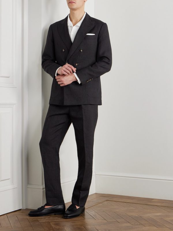 Slim-Fit Pleated Linen Suit Trousers - OU Slim-Fit Pleated Linen Suit Trousers - OU