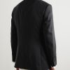 Double-Breasted Shawl-Lapel Silk-Twill Tuxedo Jacket - BK Double-Breasted Shawl-Lapel Silk-Twill Tuxedo Jacket - BK