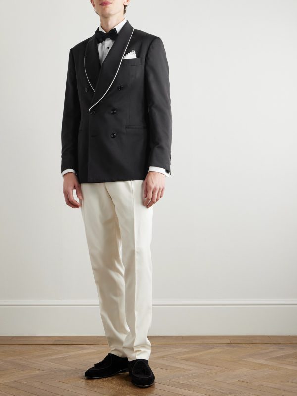 Double-Breasted Shawl-Lapel Silk-Twill Tuxedo Jacket - OU Double-Breasted Shawl-Lapel Silk-Twill Tuxedo Jacket - OU