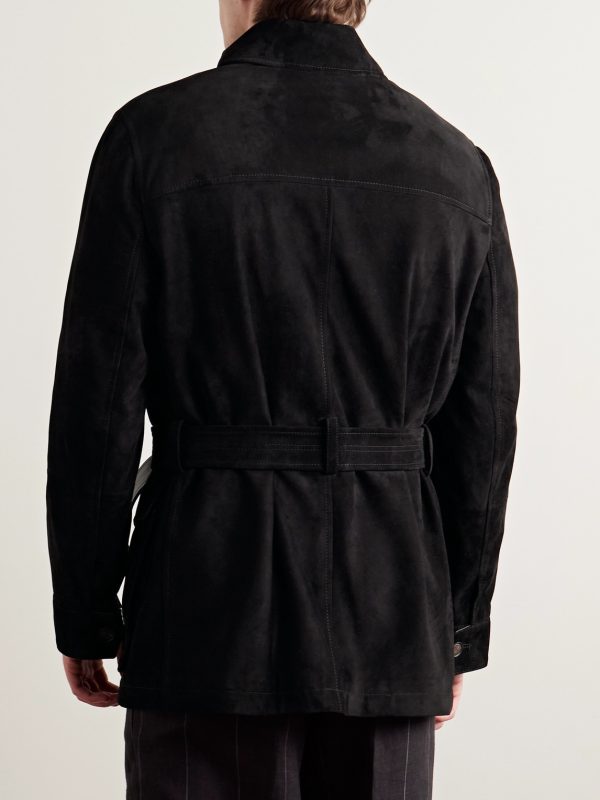 Belted Suede Field Jacket - BK Belted Suede Field Jacket - BK