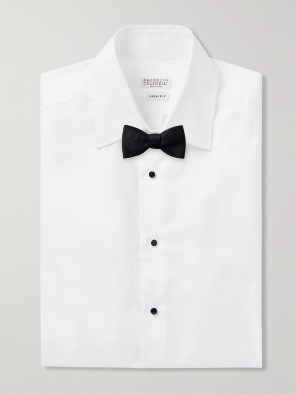 Cutaway-Collar Double-Cuff Cotton-Twill Shirt - E1