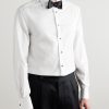 Cutaway-Collar Double-Cuff Cotton-Twill Shirt - FR