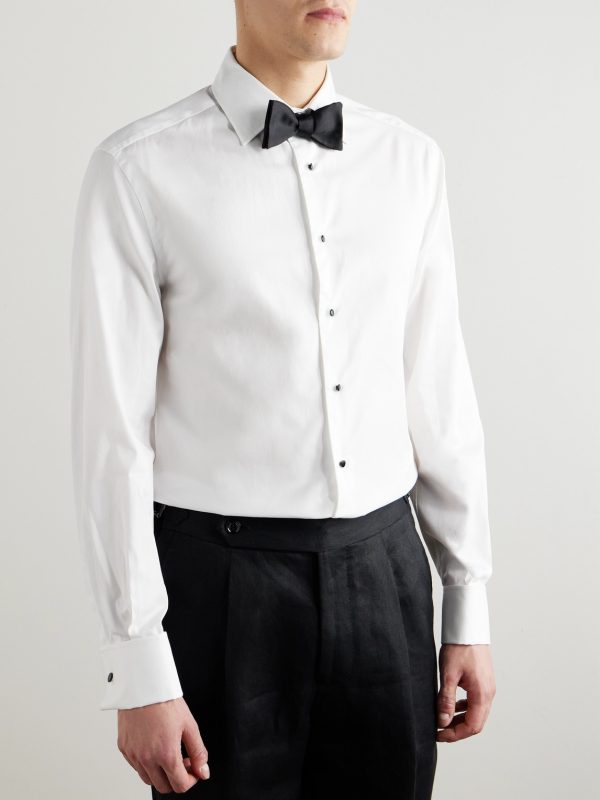 Cutaway-Collar Double-Cuff Cotton-Twill Shirt - FR
