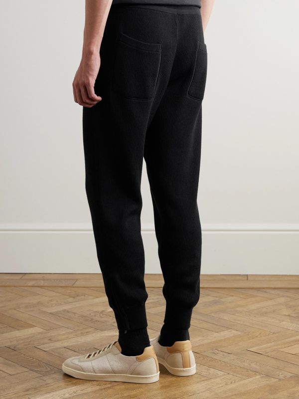 Ribbed Cotton Sweatpants - BK Ribbed Cotton Sweatpants - BK