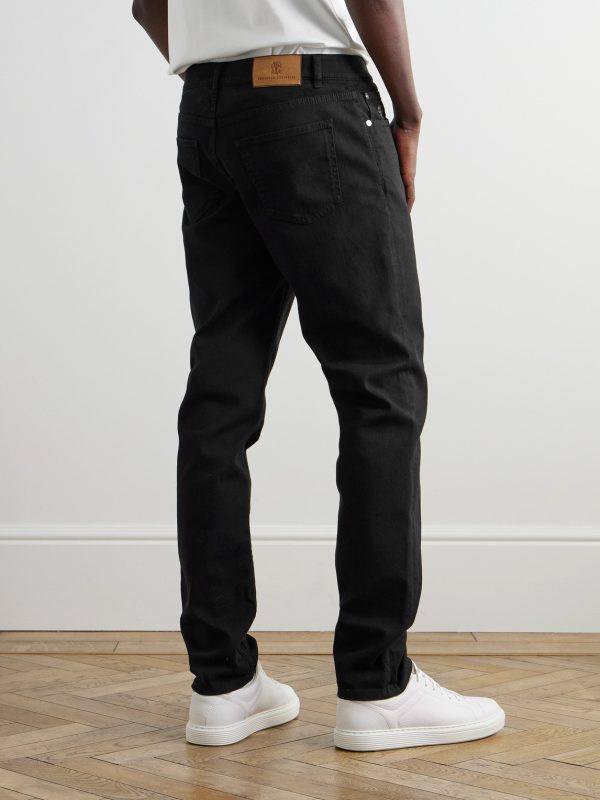 Slim-Fit Straight-Leg Logo-Embroidered Jeans - BK