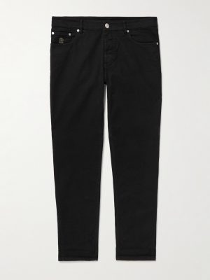 Slim-Fit Straight-Leg Logo-Embroidered Jeans