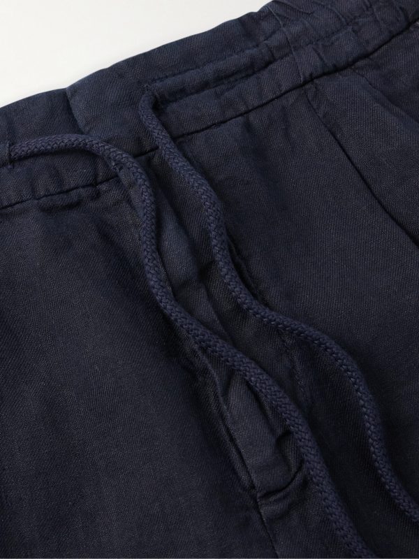 Straight-Leg Pleated Linen Drawstring Bermuda Shorts - CU Straight-Leg Pleated Linen Drawstring Bermuda Shorts - CU