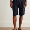 Straight-Leg Pleated Linen Drawstring Bermuda Shorts - FR Straight-Leg Pleated Linen Drawstring Bermuda Shorts - FR