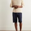 Straight-Leg Pleated Linen Drawstring Bermuda Shorts - OU Straight-Leg Pleated Linen Drawstring Bermuda Shorts - OU