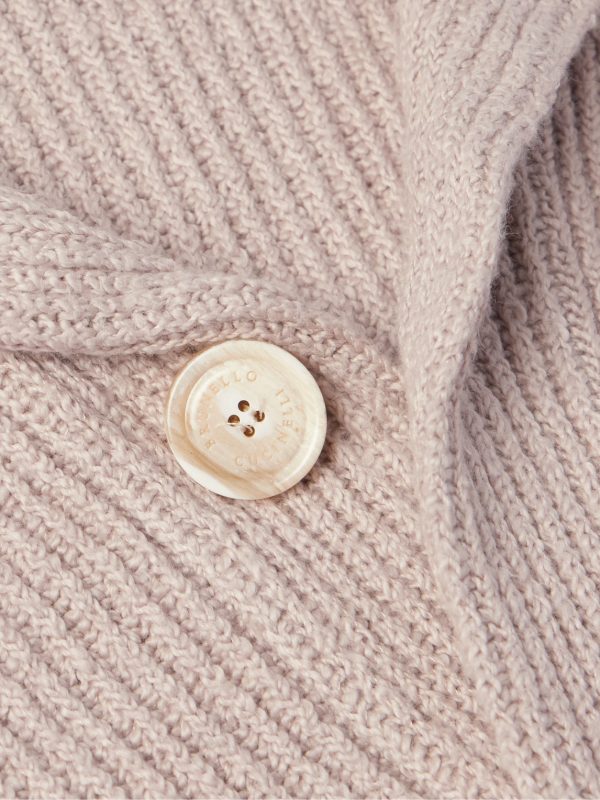 Shawl-Collar Ribbed Cotton Cardigan - CU Shawl-Collar Ribbed Cotton Cardigan - CU