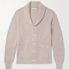 Shawl-Collar Ribbed Cotton Cardigan Shawl-Collar Ribbed Cotton Cardigan