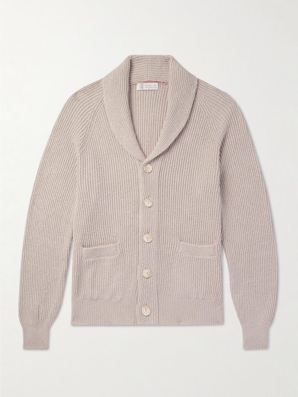 Shawl-Collar Ribbed Cotton Cardigan Shawl-Collar Ribbed Cotton Cardigan