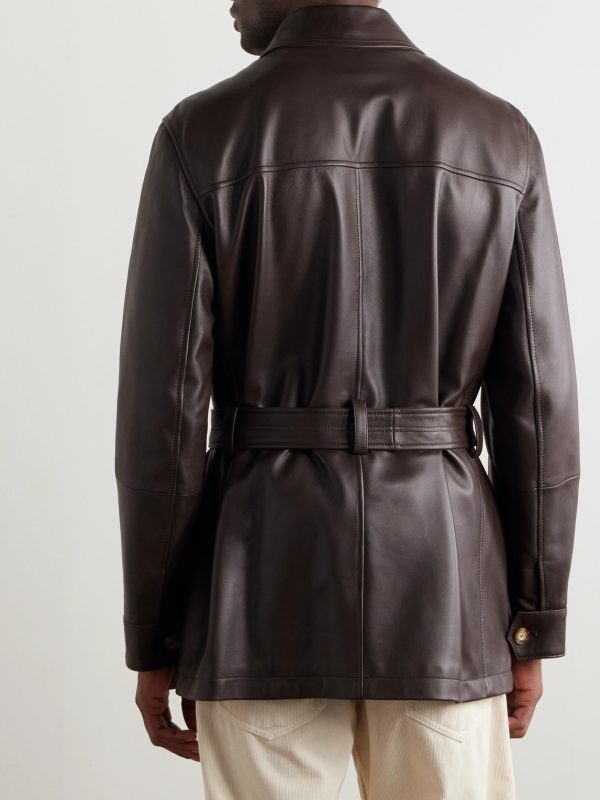 Belted Full-Grain Leather Jacket - BK