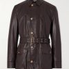 Belted Full-Grain Leather Jacket