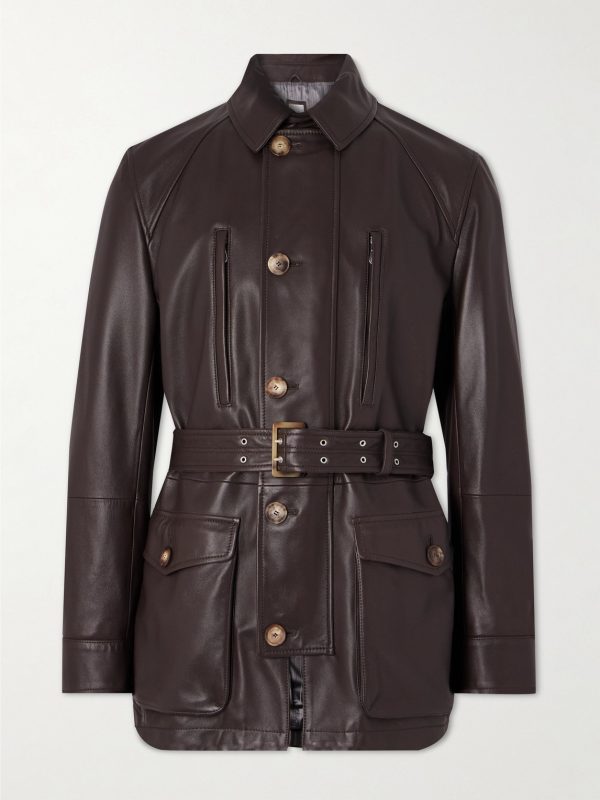 Belted Full-Grain Leather Jacket