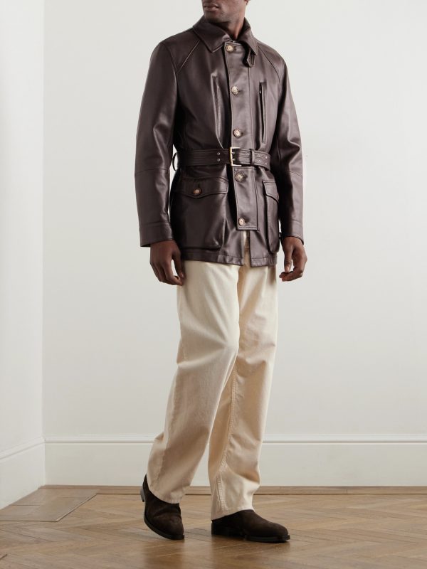 Belted Full-Grain Leather Jacket - OU