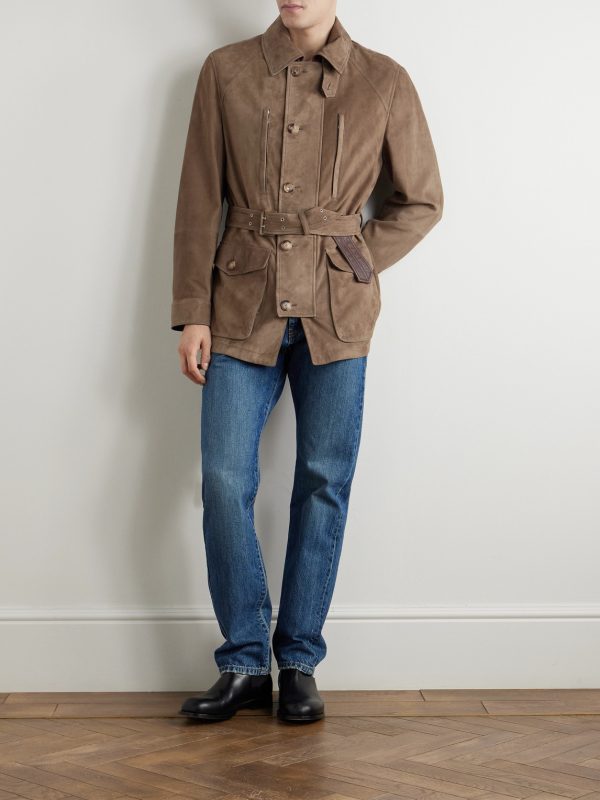 Belted Suede Field Jacket - OU Belted Suede Field Jacket - OU
